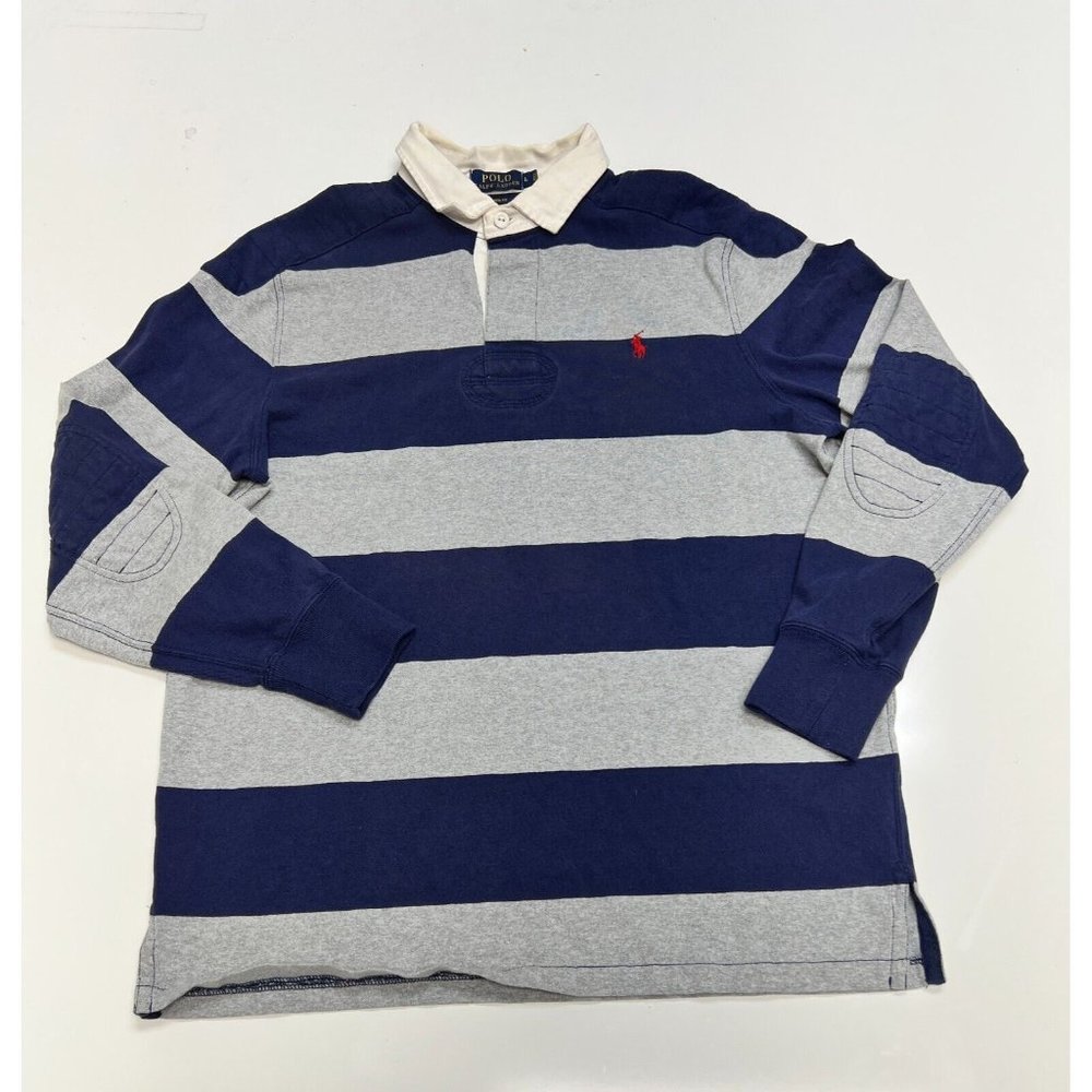 Vintage Polo Ralph Lauren Polo Shirt Striped navy Long sleeve Men's L